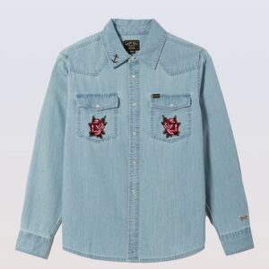 Dark Seas Alton Woven Long-Sleeve Shirt with Roses Embroidery